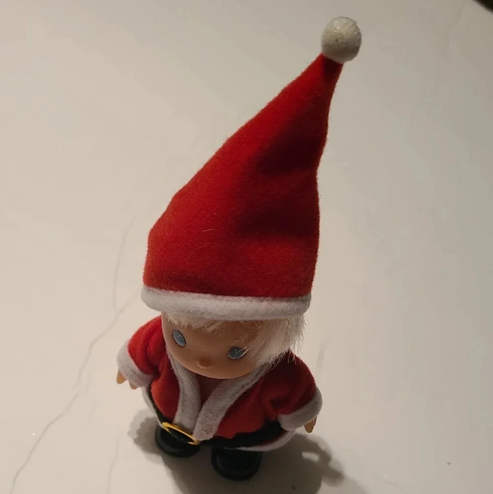Vintage Precious Moments Christmas Ornament Santa doll plastic